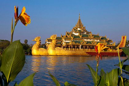 Kandawgyi lake and karaweik floating hall