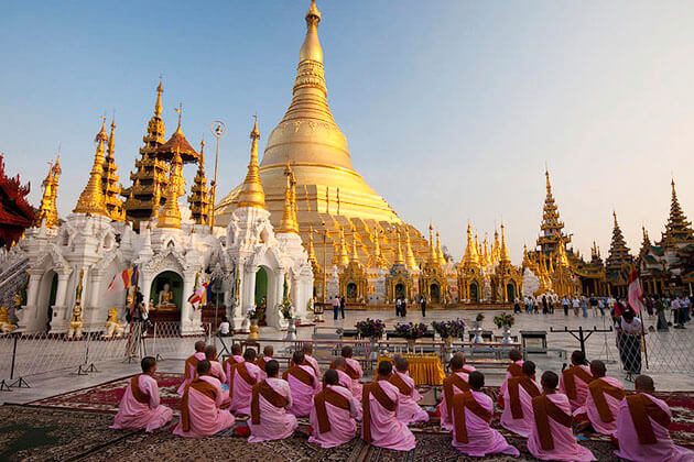 Myanmar family trip from india - morning at Shwedagon pagoda
